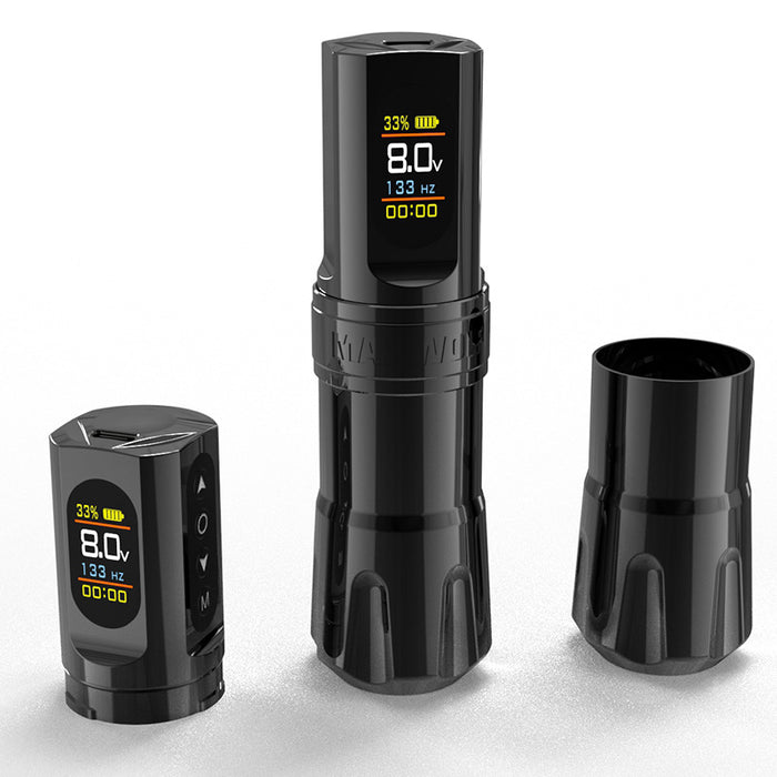 Máquina de tatuagem sem fio NISIMP x2, bateria de 2.000 mAh - 6 cursos ajustáveis, pistola de tatuagem com cartucho rotativo e fonte de alimentação de reposição - para tatuadores