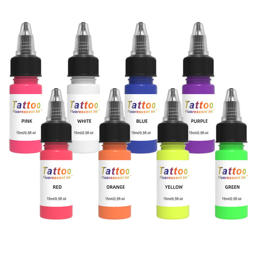 NISIMP Tattoo Ink Set - Tattoo Inks Pigment Kit, 8 Color 1/2oz 15ml/Bottle Professional Tattoo Fluorescent Ink & Tattoo Equipment for Halloween Supplies (1/2 oz(15ml), 8Color)