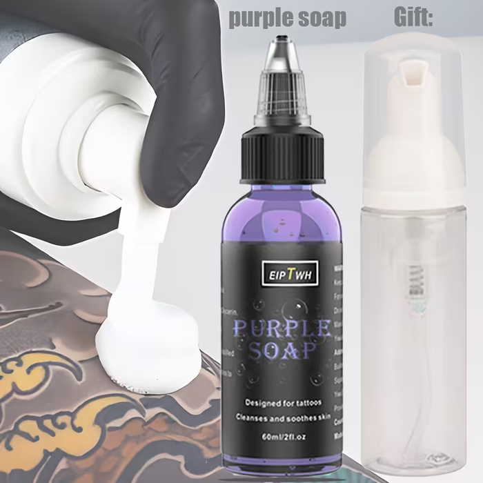 NISIMP Tattoo Soap – Ultra-Concentrated Foam Cleanser (2.03 oz) – Gentle, Non-Irritating, Vegan Tattoo Cleaning Solution for Pre & Aftercare – Purple & Pink Formula for Artists & Beginners