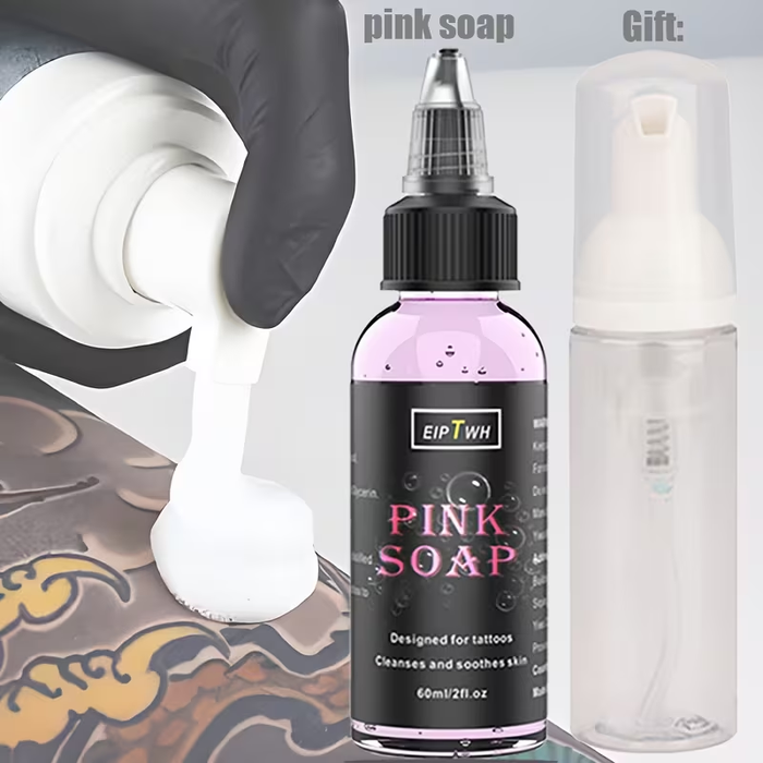 NISIMP Tattoo Soap – Ultra-Concentrated Foam Cleanser (2.03 oz) – Gentle, Non-Irritating, Vegan Tattoo Cleaning Solution for Pre & Aftercare – Purple & Pink Formula for Artists & Beginners