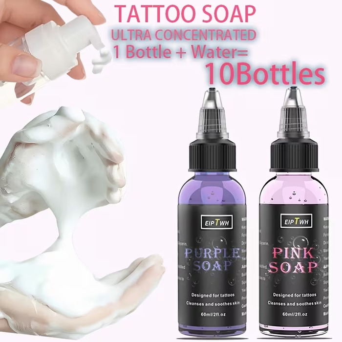 NISIMP Tattoo Soap – Ultra-Concentrated Foam Cleanser (2.03 oz) – Gentle, Non-Irritating, Vegan Tattoo Cleaning Solution for Pre & Aftercare – Purple & Pink Formula for Artists & Beginners