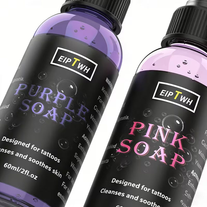 NISIMP Tattoo Soap – Ultra-Concentrated Foam Cleanser (2.03 oz) – Gentle, Non-Irritating, Vegan Tattoo Cleaning Solution for Pre & Aftercare – Purple & Pink Formula for Artists & Beginners