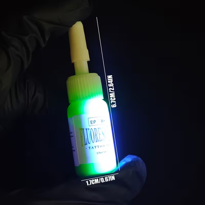 NISIMP UV Fluorescent Tattoo Ink Set (10 pcs, 0.17 oz / 5ml Each) – Vibrant Neon Pigments, UV Reactive Under Blacklight, Long-Lasting & Easy to Blend, Professional Tattoo Ink for Artists & Beginners
