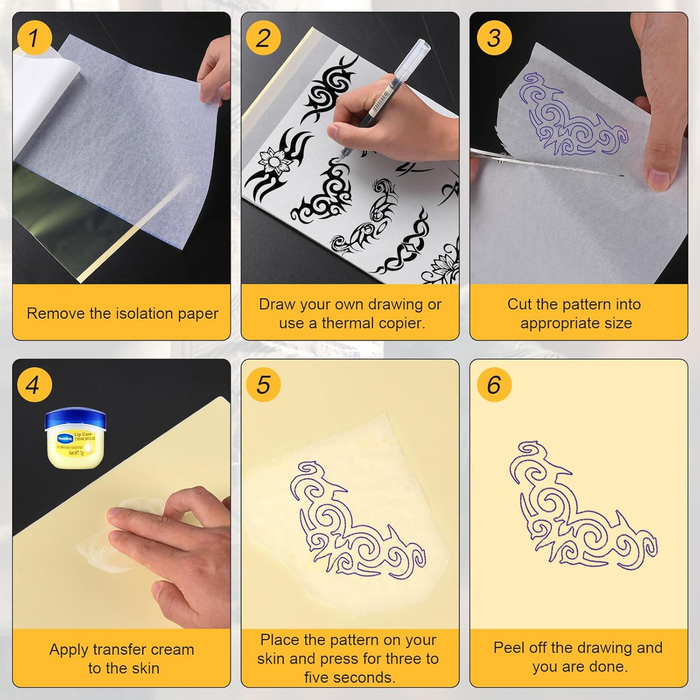 NISIMP 20-Piece 3mm Double-Sided Silicone Tattoo Practice Skin Set includes 5 A4-sized (20×30cm) & 8×6 thickened practice skins plus 15Tattoo Stencil Paper Suitable for beginners and professional tattoo artists Ideal for tattoo and microblading practice
