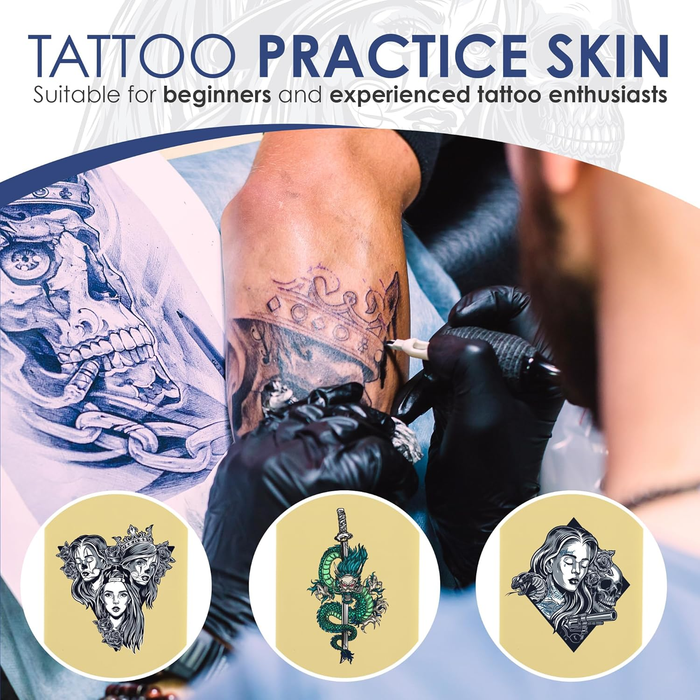 NISIMP 20-Piece 3mm Double-Sided Silicone Tattoo Practice Skin Set includes 5 A4-sized (20×30cm) & 8×6 thickened practice skins plus 15Tattoo Stencil Paper Suitable for beginners and professional tattoo artists Ideal for tattoo and microblading practice