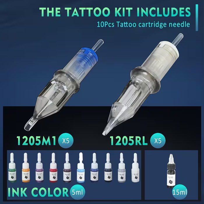 NISIMP Wireless Tattoo Kit – Rotary Tattoo Pen Machine with Power Supply, 10 pcs Ink Set, Complete Tattoo Kit for Beginners & Artists (Black)