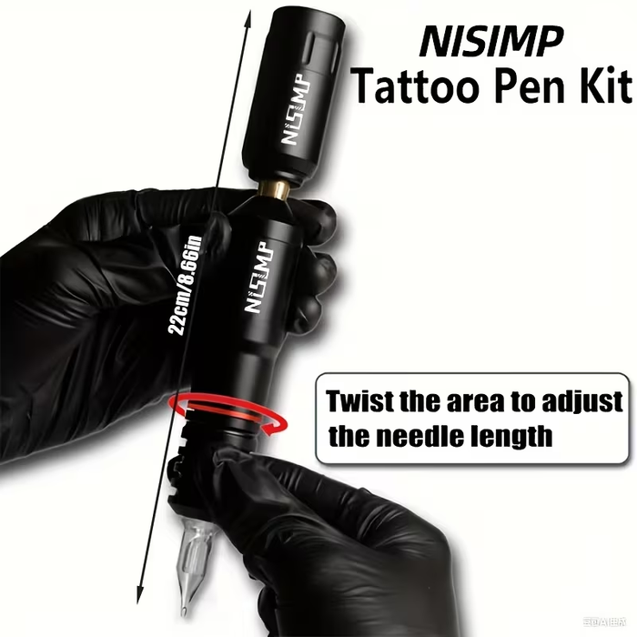 NISIMP Wireless Tattoo Kit – Rotary Tattoo Pen Machine with Power Supply, 10 pcs Ink Set, Complete Tattoo Kit for Beginners & Artists (Black)