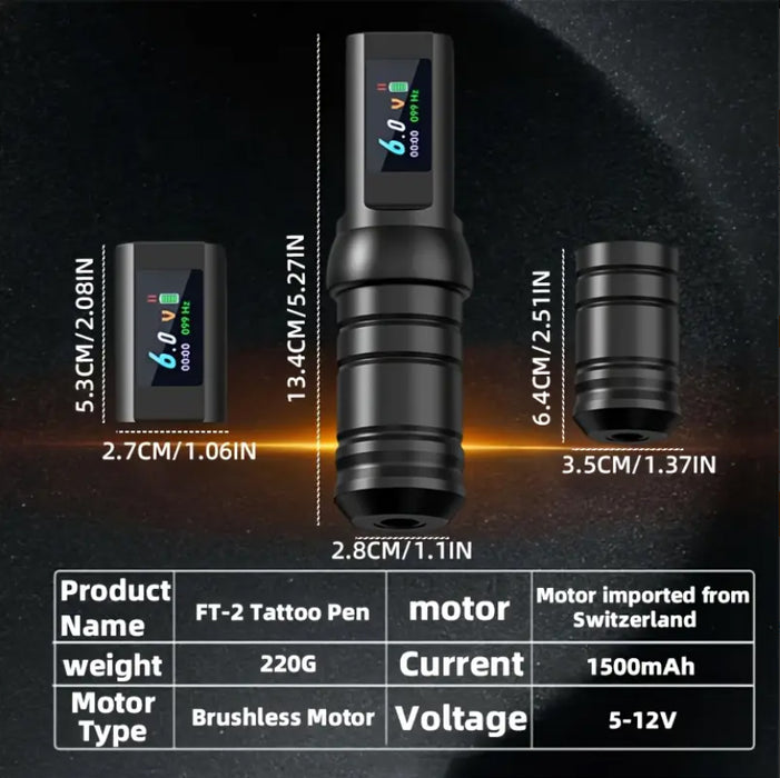 NISIMP Tattoo Pen Device – Wireless LED Display, 1500mAh Rechargeable, Beginner-Friendly (Black)