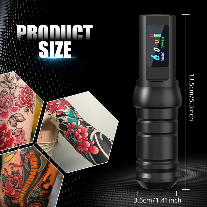 NISIMP Tattoo Pen Device – Wireless LED Display, 1500mAh Rechargeable, Beginner-Friendly (Black)