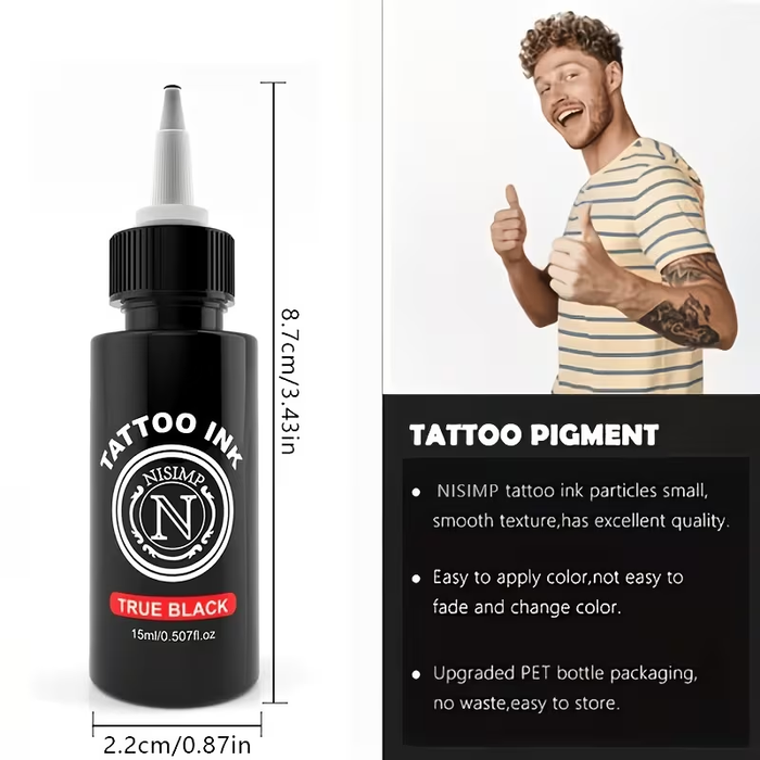 NISIMP 7/14-Color Tattoo Ink Set, 15ml (0.5oz) Each, Water-Based Tattoo Pigments for Outlining & Shading, Professional Tattoo & Body Art Supplies