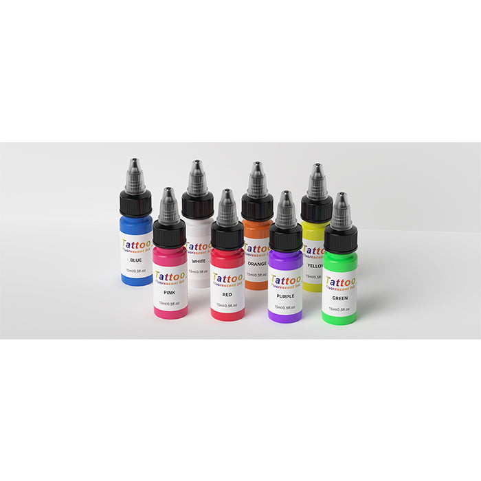 NISIMP Tattoo Ink Set - Tattoo Inks Pigment Kit, 8 Color 1/2oz 15ml/Bottle Professional Tattoo Fluorescent Ink & Tattoo Equipment for Halloween Supplies (1/2 oz(15ml), 8Color)
