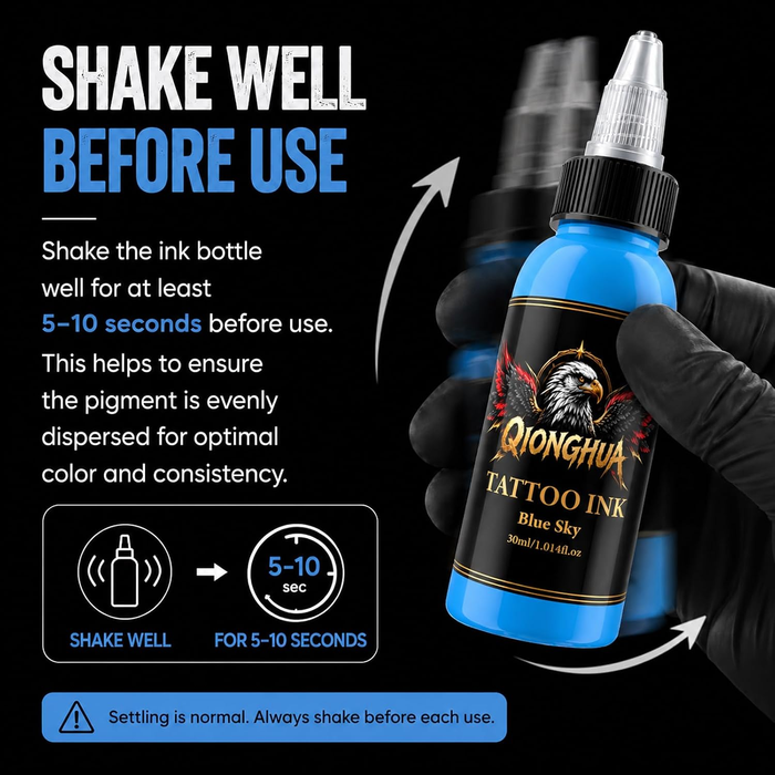 18-Color Tattoo Ink Set, 30ml (1oz) per Bottle – Professional Tattoo Pigment Collection for Tattoo Artists
