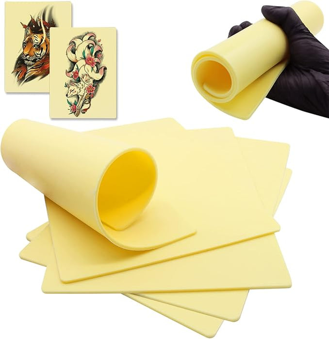 NISIMP 20-Piece 3mm Double-Sided Silicone Tattoo Practice Skin Set includes 5 A4-sized (20×30cm) & 8×6 thickened practice skins plus 15Tattoo Stencil Paper Suitable for beginners and professional tattoo artists Ideal for tattoo and microblading practice