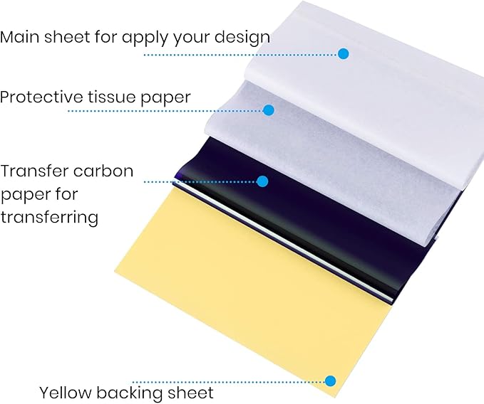 NISIMP Transfer Paper Sheets – Clear & Clean Stencil Transfer Paper for Creative Design, Practice Surfaces & Skin Application, Smooth Transfer Effect