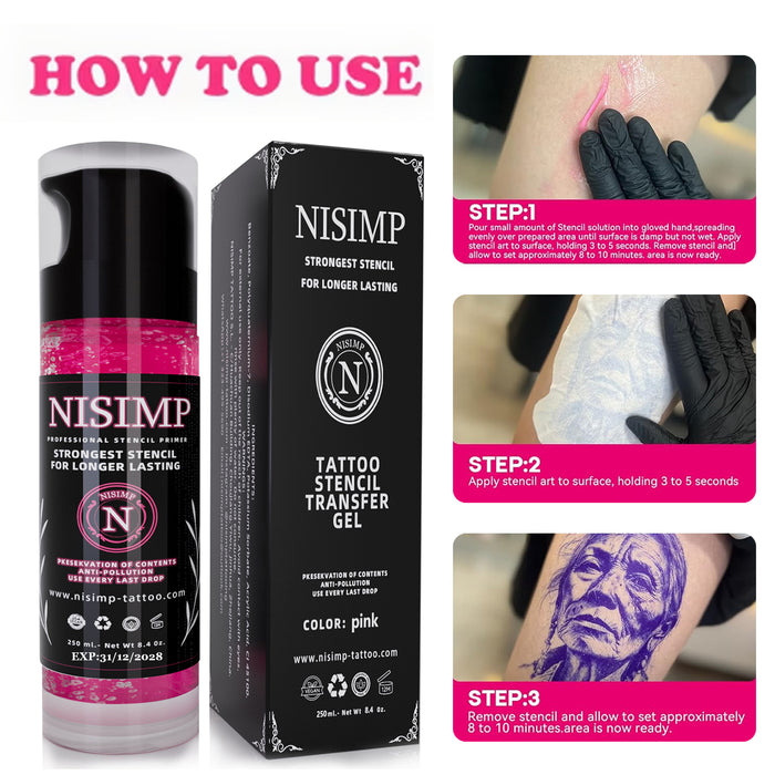 NISIMP Professional Tattoo Stencil Gel- 250ml/8.5OZ