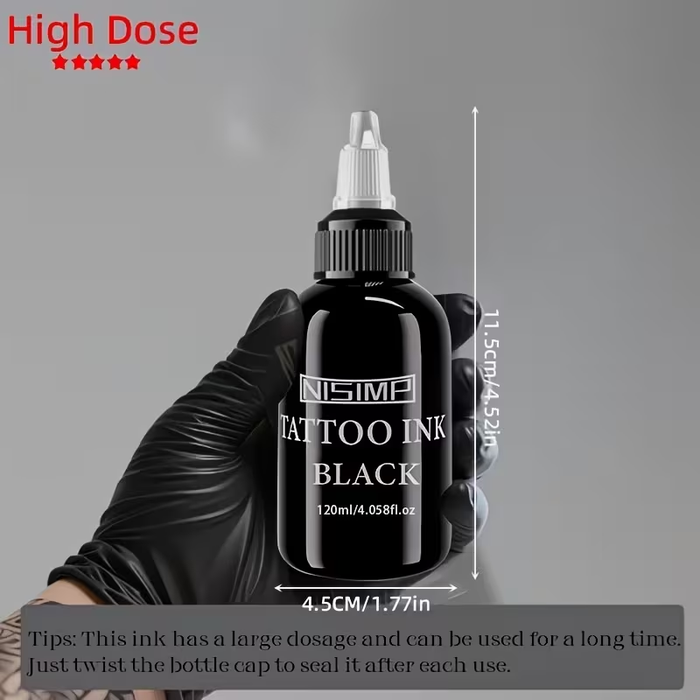 NISIMP 5-Color Tattoo Ink Set, 120ml (4oz) – Highly Concentrated Pigments for Tattooing & Body Art