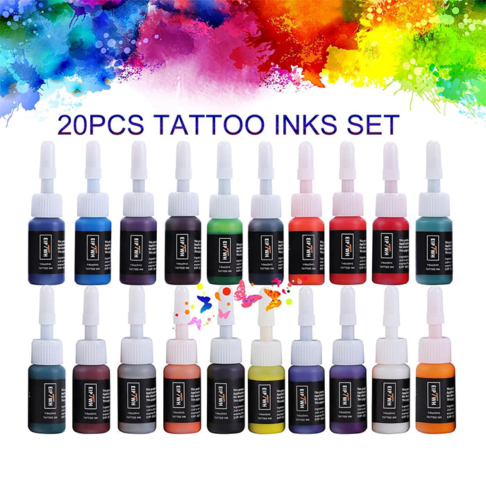 EIPTWH Tattoo Machine Set,20PCS Tattoo Needles Cartridges Complete Tattoo Set for Beginners with 20 Colors Tattoo Ink Set,Tattoo Machine Set Beginners