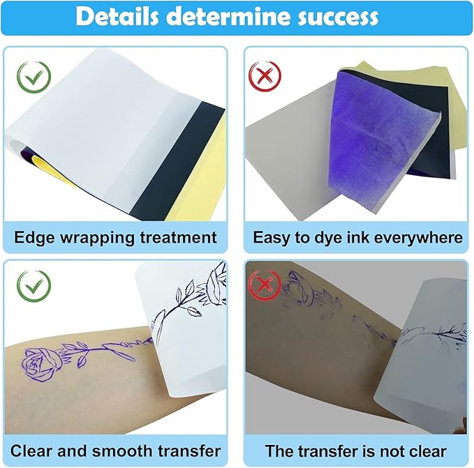NISIMP Transfer Paper Sheets – Clear & Clean Stencil Transfer Paper for Creative Design, Practice Surfaces & Skin Application, Smooth Transfer Effect