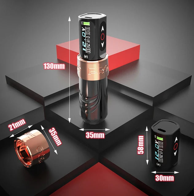 Caneta de tatuagem profissional NISIMP com tela LED, bateria de grande capacidade de 2000 mAh, motor sem núcleo, para tatuadores