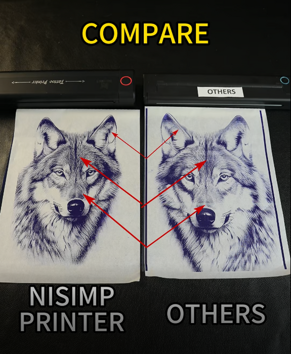 Impressora de estêncil de transferência de tatuagem sem fio NISIMP - pode imprimir sombras