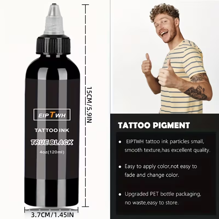 EIPTWH 120ml (4oz) Tattoo Ink – Concentrated Dark Pigment for Professional Lining, Shading & Body Art