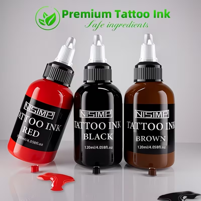 NISIMP 5-Color Tattoo Ink Set, 120ml (4oz) – Highly Concentrated Pigments for Tattooing & Body Art