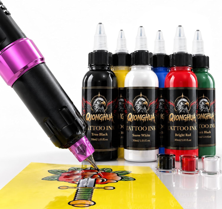 18-Color Tattoo Ink Set, 30ml (1oz) per Bottle – Professional Tattoo Pigment Collection for Tattoo Artists