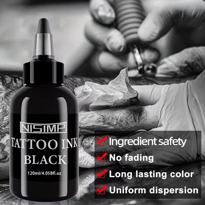 NISIMP 5-Color Tattoo Ink Set, 120ml (4oz) – Highly Concentrated Pigments for Tattooing & Body Art