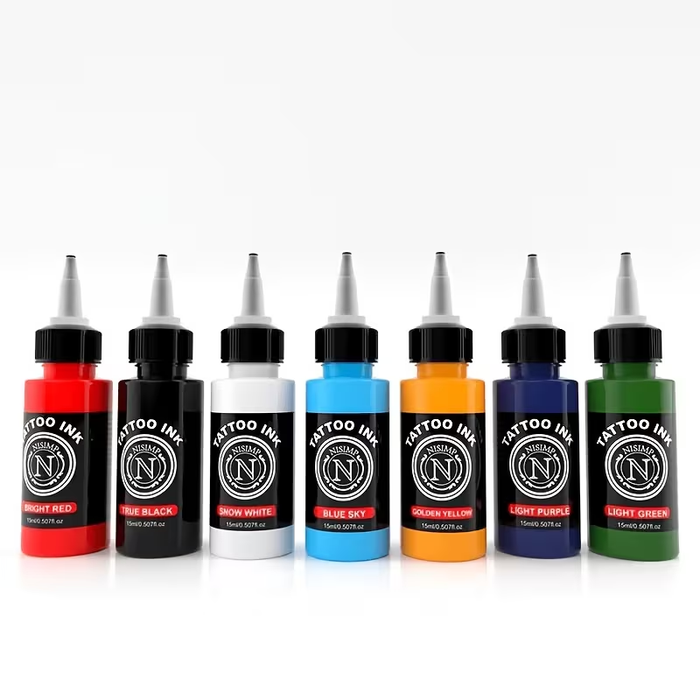NISIMP 7/14-Color Tattoo Ink Set, 15ml (0.5oz) Each, Water-Based Tattoo Pigments for Outlining & Shading, Professional Tattoo & Body Art Supplies